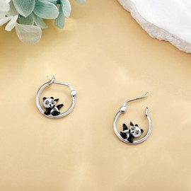 DAYLINLOVE Panda Earrings 925 Sterling Silver Cute Animal Hoop Earrings Jewellery Gifts for Women, Silver, No Gemstone