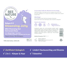 Bee Nature - 2 in 1 - Baby Shower Gel - Organic Honey - Relieves Rash - Cleans and Moisturises - Tear-Free - Suitable for Newborns with Dry, Sensitive Skin - 500ml