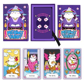 99FOX Meows Tarot Card Deck with Guidebook for Adults Beginners Cute Cards Cat Lovers