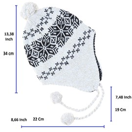 Unisex Peruvian Chullo Ch'ullu Bobble Hat - Choice of Colours, darkblue