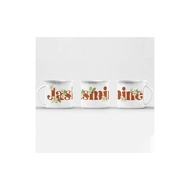 Fabulous Emaillierter Metallbecher 284ml Jasmin Blumen Minimalistisch Schick Garten Liebe