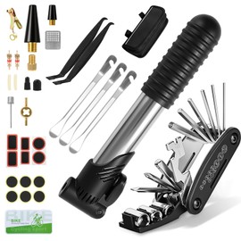 Ninonly 34-Piece Bicycle Repair Kit with 16-in-1 Bicycle Multitool Bicycle Repair Kit for On the Go Bicycle Pump and Everything You Need, for Mountain Bike, Road Bike, Travel