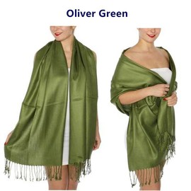 Soft Luxurious Pashmina Cashmere Wrap shawl stole Cashmere Wool Silk Scarf - Color: Olive Green