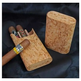 BRIZARD & CO 3 CIGAR CASE HOLDER BIRCH BURLWOOD SHOW BAND MADE IN USA RARE