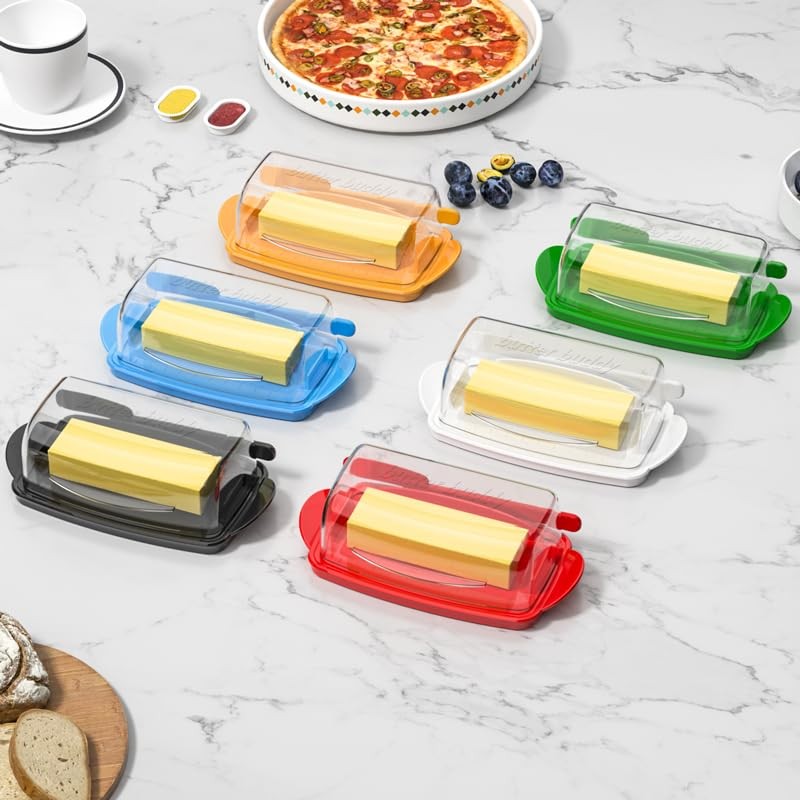 Butter Dishes with Lid for Countertop Refrigerator, Plastic Butter Dish