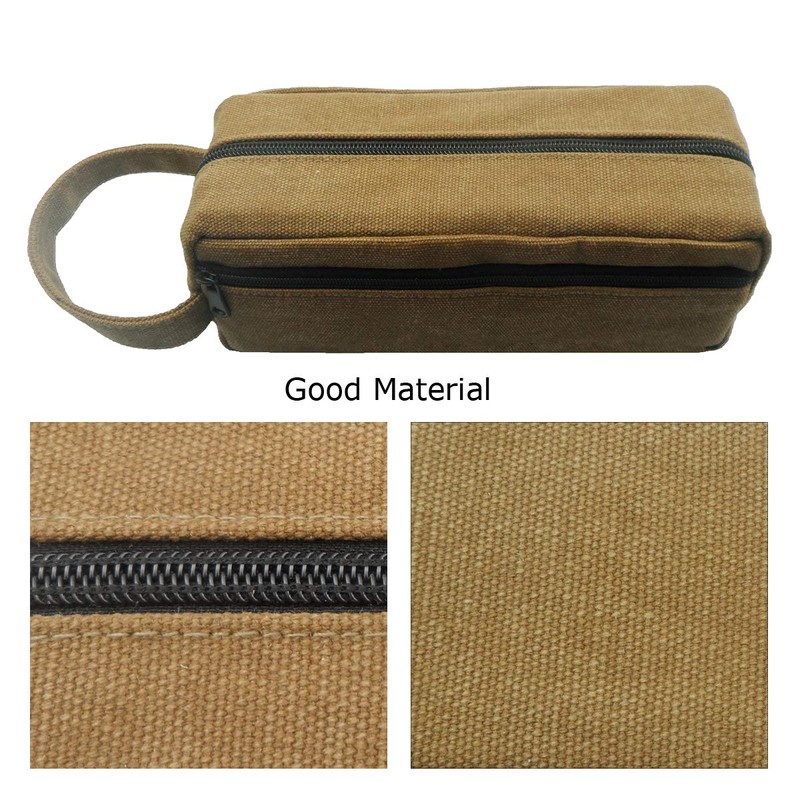 Enyuwlcm Heavy Canvas Stationery Large Pencil Bag with Handle Strap