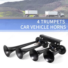 AOLIHAN 4-Tube Air Horn for Truck 150dB Super Loud Car Horn Four Trumpet Train Horns with Compressor Kit for 12v Vehicle Truck Car Pickup Jeep SUV Train Boat