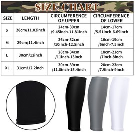 3 Pairs Calf Compression Sleeves for Men And Women Football Leg Sleeve Footless Compression Sock for Running Athlete Cycling (Black, White, Gray, Small)