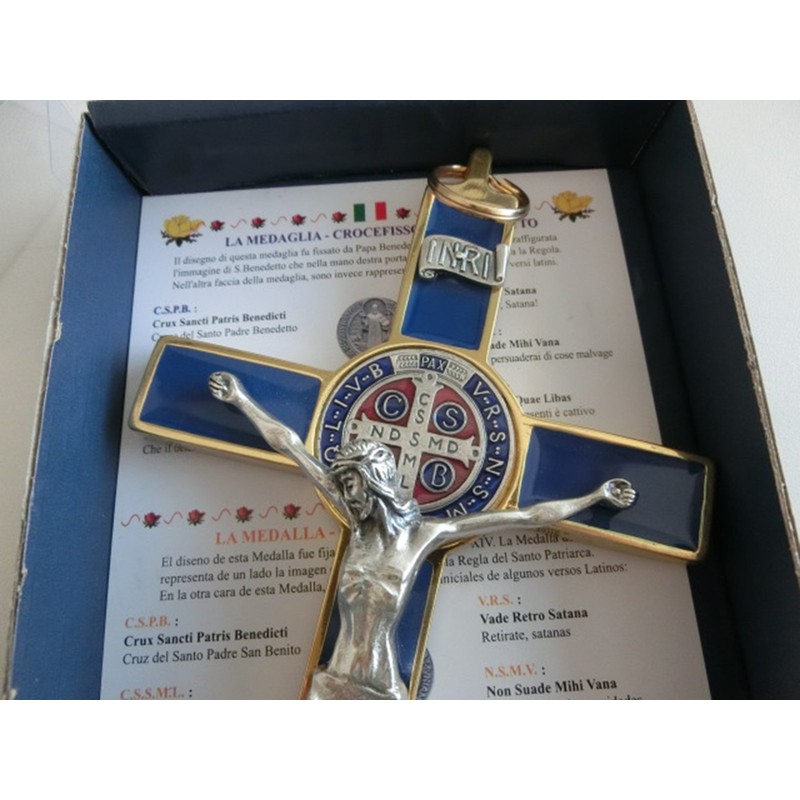 10.004.21 Blue Cross Gold Blue San Benedict 20cm Enamel with