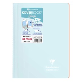 Clairefontaine 376772C Koverbook Blush Spiral Notebook, DIN A4, 21 x 29.7 cm, 80 Sheets, Lined, Pack of 1, Ice Blue/Coral Red