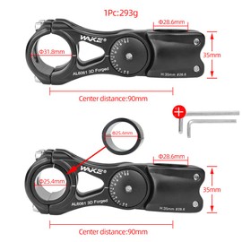 CYSKY Bike Stem Universal 31.8mm and 25.4mm Adjustable ± 90 Degree 90mm MTB Stem Bike Stem Riser Short Handlebar Stem for Mountain Bike Road Bike BMX City Bike Bicycle (90mm)