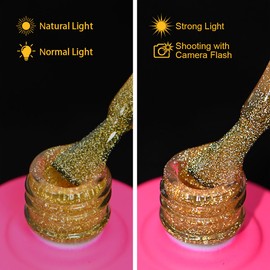 CHILLICATTY Diamond Glitter Gel Nail Polish 1 Pcs 15ml (0.51 fl oz), HEMA HPMA & TPO-Free, Pro Formula Gold gel polish Soak Off UV Nail lamp Salon-Quality Wear Ideal for DIY at home & Nail Salon