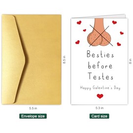 Chenive Funny Galentines Day Card for Bestie Sister, Rude Galentine's Day Card for Best Friend, Cheeky Happy Galentine's Day Gifts for Her Women, Besties Before Testes