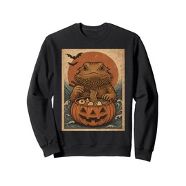 Funny Spooky Bearded Dragon Pumpkin Japanese Ramen Noodles Sweatshirt