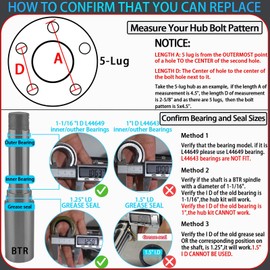2 Sets Trailer Hub Kit 5 Bolt 4.5 L44649 Brearing and 1.25" I D Grease Seal,Trailer Axle Kit for 2000 lb 5 Lug Pre-Installed and Lubricated Trailer Hub Fits 1-1/16" Straight Spindle with Cap and Plug