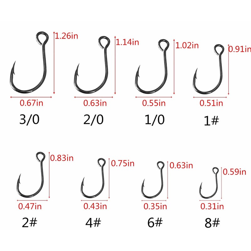 Inline Single Hook for Fishing Lure: 50pcs/Box Large Eye Fishing