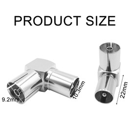 Paicreate 2 PCS TV Aerial Coaxial Adaptor, PAL Male to Female Connector, RF Coax TV Antenna Right Angle Adapter Suitable for TV Antenna, Receiver & Radio(Silver)