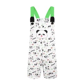Landofgenie Men Overalls Jumpsuit for Adult Romper Oversize Bib Shorts with Pocket - Panda S