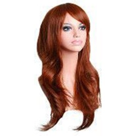 Peluca Larga Rizada Café para Mujer, Peluca Ondulada de Cabello Sintético Resistente al Calor para Uso Diario, Cosplay y Fiestas de Halloween