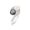 Hipearl Black and White Pearl Ring for Women 18 White