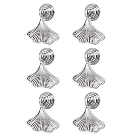 MOROBOR Ginkgo Leaf Shape Knob Handles, 6pcs Silvery Drop Pendant Pull Handle,Hardware Drawer Single Hole Handle for Wardrobe Cupboard Closets Cupboard