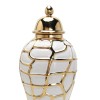 Homeroots 20" White and Gold Abstract Urn Ceramic Ginger Jar