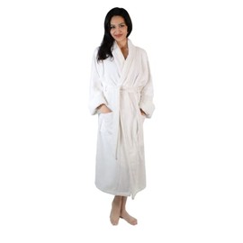 Superior Women's Traditional Premium Turkish Cotton Lightweight Long Bathrobe with Pockets, X Large, White Bath Robe, Large-X Large