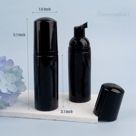 Framendino, 12 Pack Black Empty Foam Pump Bottles 2 Oz Travel Foaming Soap Dispenser Bottle for Hand Lash Cleanser