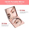 HAPUTDY Mini espejo de maquillaje elegante, portátil 1X/2X lupa (rosa)