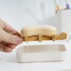 Eco-Friendly Bamboo & Wood Soap Dish with Drain: Modern Design