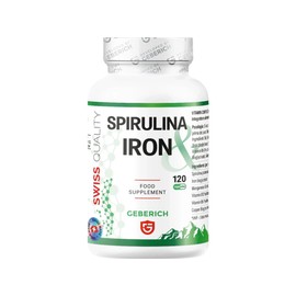 Nahrungsergänzung Iron Spirulina – Energie und Allgemeines Wohlbefinden – mit Spirulina, Eisen und Vitamin B12 – 120 Kapseln