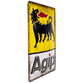 Retro Petrol Station Tin Sign Suitable for AGIP Gasoline Fans - Vintage Advertising Sign, Garages, Workshop Decorative Sign, Embossed, 30 x 20 cm
