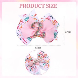 2Pcs Sweet Two Happy Birthday Hair Bow for Girls, Sweet Two Bow Birthday Decorations Headband Outfit for 2nd Girls Pink Bows for Hair, Ice Cream Theme Party Decorations Perfect Celebration Gifts