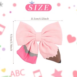 Back to School Pencil Hair Bows Clips for Girls Teacher, School Bow Hair Clips, Pencil Hair Bows for Kindergarten Girls Students Toddler Teacher Hair Accessories (Pink)