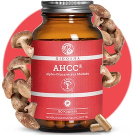 QIDOSHA AHCC capsules, 90 pieces in pharmacist jar, 676 mg shiitake extract per daily serving, of which 150 mg alpha-glucans, German production, each batch laboratory tested