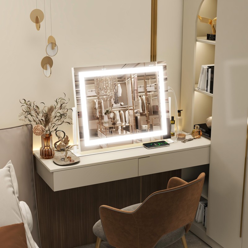 FENNIO Vanity Mirror with Lights 22''x18'' Makeup Mirror with Lights,Lighted