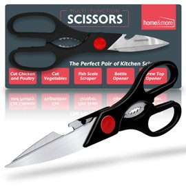 SOL 4-in-1 Multifunctional Kitchen Scissors with Nut Cracker, Bottle Opener, Jar Opener, Heavy Duty Kitchen Scissors, Food Scissors Sharp Scissors Kitchen Scissor for Meat, Poultry, Herbs