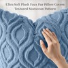 Faux Fur Plush Soft Blue Throw Pillow Covers 18x18 Set