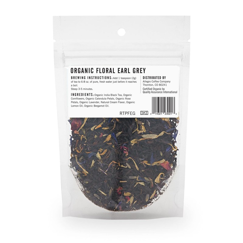Allegro Tea, Organic Floral Earl Grey, Loose Leaf Tea, 0.75
