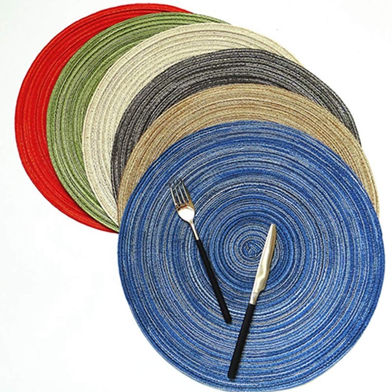 Egurs Set of 6 Round Place Mats 38 cm Braided