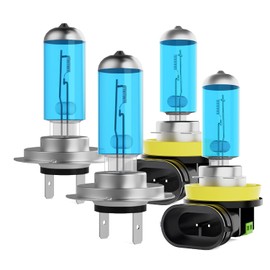 XG Glitter Headlights Fit for Ford Fusion 2006-2018 Halogen Headlight Bulbs, H7 High Beams H11 Low Beams, High Power 6000K White Light, Pack of 4