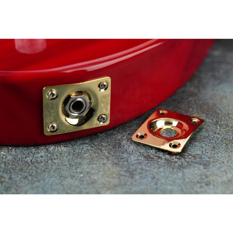 Musiclily Basic Rectangular Guitar Jack Plate for Electric Guitar/Bass, Gold
