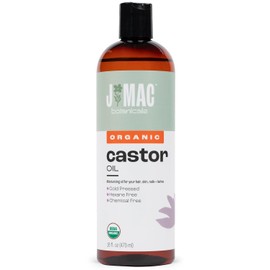 Organic Castor Oil, Cold Pressed (16 oz plastic bottle) BPA Free Castor hexane free, castor oil for face, skin, cold pressed castor oil for eyelashes, cold pressed organic castor oil