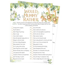 Pink Bee Parties Would Mummy Rather - Safari Theme Baby Shower Game - 20 Players
