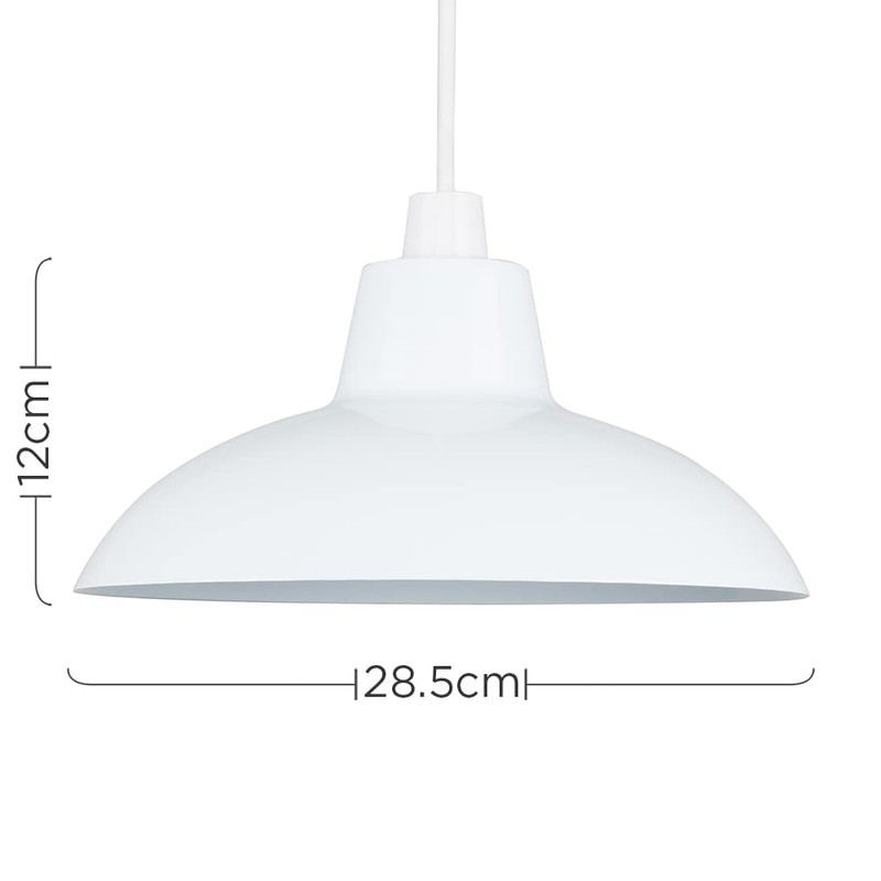 MiniSun Retro Style Gloss White Metal Easy Fit Ceiling Pendant
