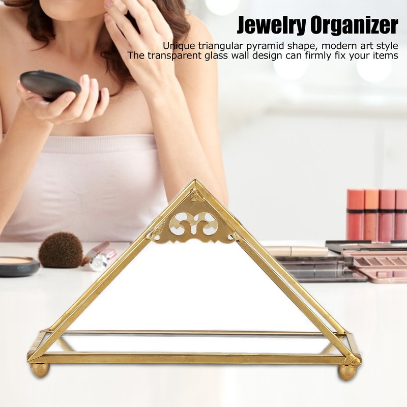 Mirror Jewelry Tray Glass Perfume Storage Tray Jewelry Plate Golden