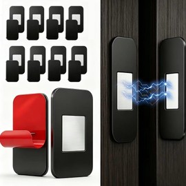 8 Pack Magnetic Cabinet Door Catch, Ultra Thin Adhesive Cabinet Magnets for Closure, No-Drill Stainless Steel Drawer Latch for Kitchen, RV, Closets, Wardrobe -0.08 Inch Thicknes (Black)