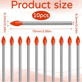 10er-Pack Fliesenbohrer,Glasbohrer Kopf,Fliesenbohrer 6mm,Exzenterbohrer Kopf,Porzellanbohrer FüR Etageren,Geeignet FüR Fliesen,Glas,Aluminium,Keramik,Ziegel,Porzellan,Spiegel,Kunststoff Und Holz