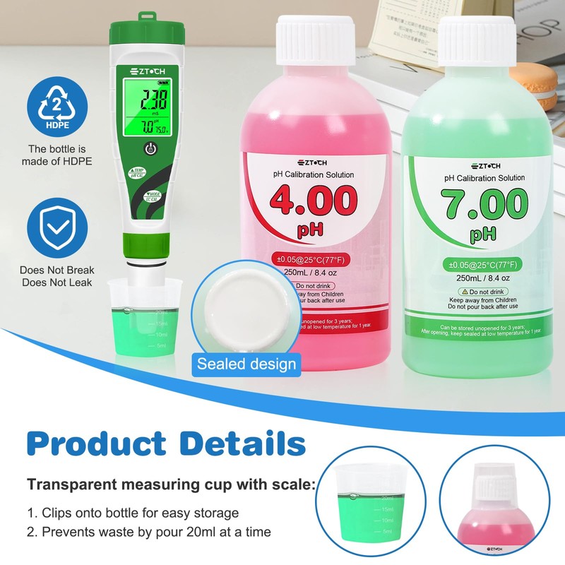 pH Calibration Solution 4.00+7.00, 250 ml (8.4 fl.oz) Each: pH