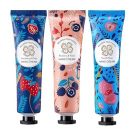 Set 3 Cremas Para Manos Hidratantes y Nutritivas Extractos de Plantas Blueberry Durazno y Fresa Humecta tus Mannos Trio Perfecto Portatil Cuidado de Las Manos